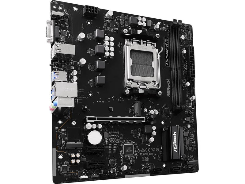 ASRock A620AM-HVS Mainboard - AMD A620A - AMD AM5 - DDR5 RAM - Micro-ATX