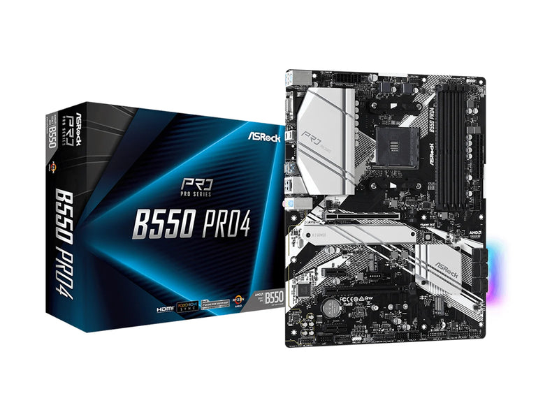 ASRock B550 PRO4 Mainboard - AMD B550 - AMD AM4 - DDR4 RAM - ATX