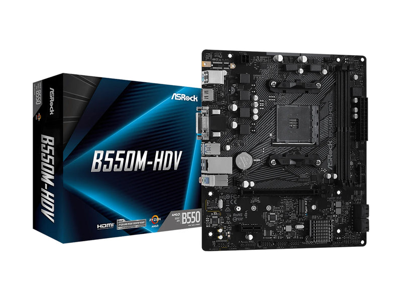 ASRock B550M-HDV Mainboard - AMD B550 - AMD AM4 - DDR4 RAM - Micro-ATX