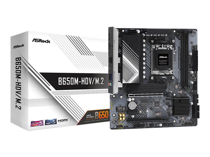 ASRock B650M-HDV/M.2 Mainboard - AMD B650 - AMD AM5 - DDR5 RAM - Micro-ATX