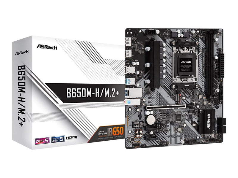 ASRock B650M-H/M.2+ Mainboard - AMD B650 - AMD AM5 - DDR5 RAM - Micro-ATX