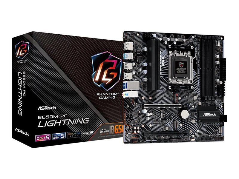 ASRock B650M PG LIGHTNING Mainboard - AMD B650 - AMD AM5 - DDR5 RAM - Micro-ATX