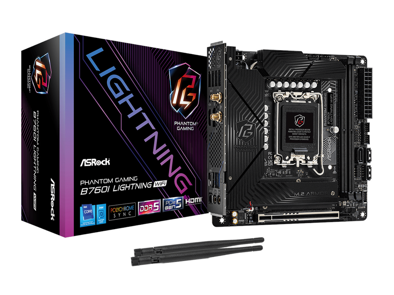 ASRock B760I PG LIGHTNING WIFI Mainboard - Intel B760 - Intel LGA1700 - DDR5 RAM - Mini-ITX