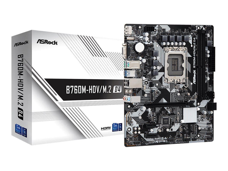ASRock B760M-HDV/M.2 D4 Mainboard - Intel B760 - Intel LGA1700 - DDR4 RAM - Micro-ATX