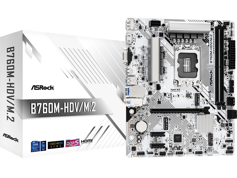 ASRock B760M-HDV/M.2 Mainboard - Intel B760 - Intel LGA1700 - DDR5 RAM - Micro-ATX