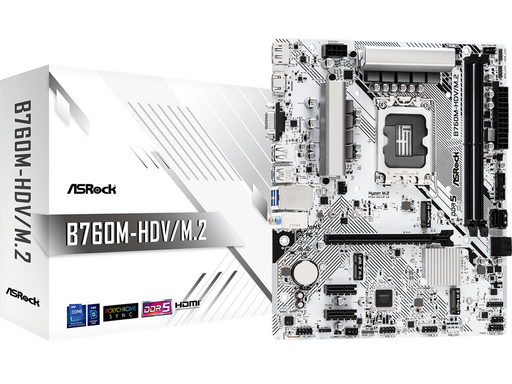 ASRock B760M-HDV/M.2 Mainboard - Intel B760 - Intel LGA1700 - DDR5 RAM - Micro-ATX