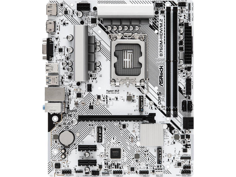 ASRock B760M-HDV/M.2 Mainboard - Intel B760 - Intel LGA1700 - DDR5 RAM - Micro-ATX