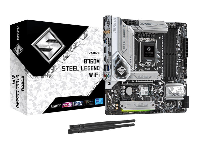 ASRock B760M STEEL LEGEND WIFI Mainboard - Intel B760 - Intel LGA1700 - DDR5 RAM - Micro-ATX