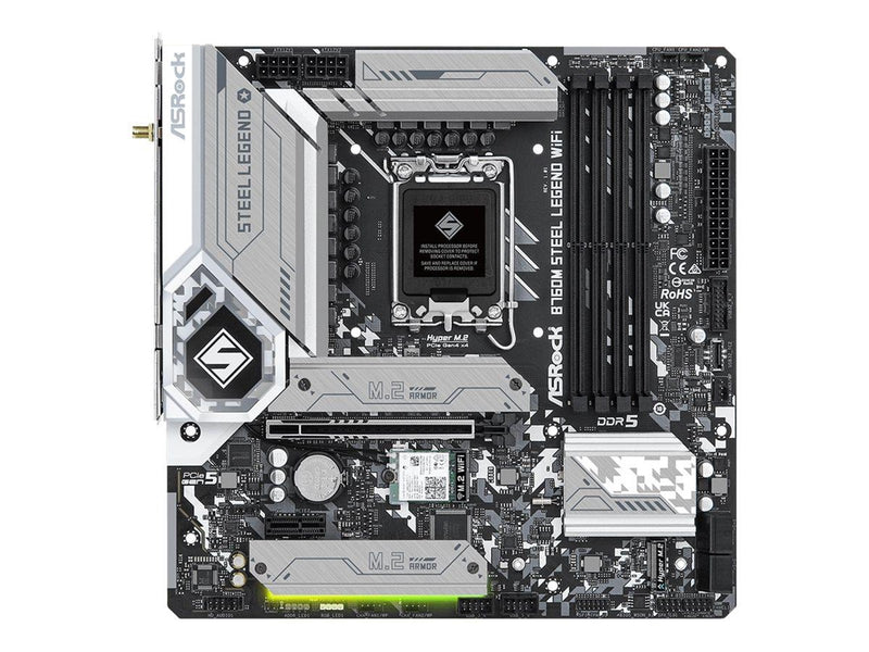 ASRock B760M STEEL LEGEND WIFI Mainboard - Intel B760 - Intel LGA1700 - DDR5 RAM - Micro-ATX
