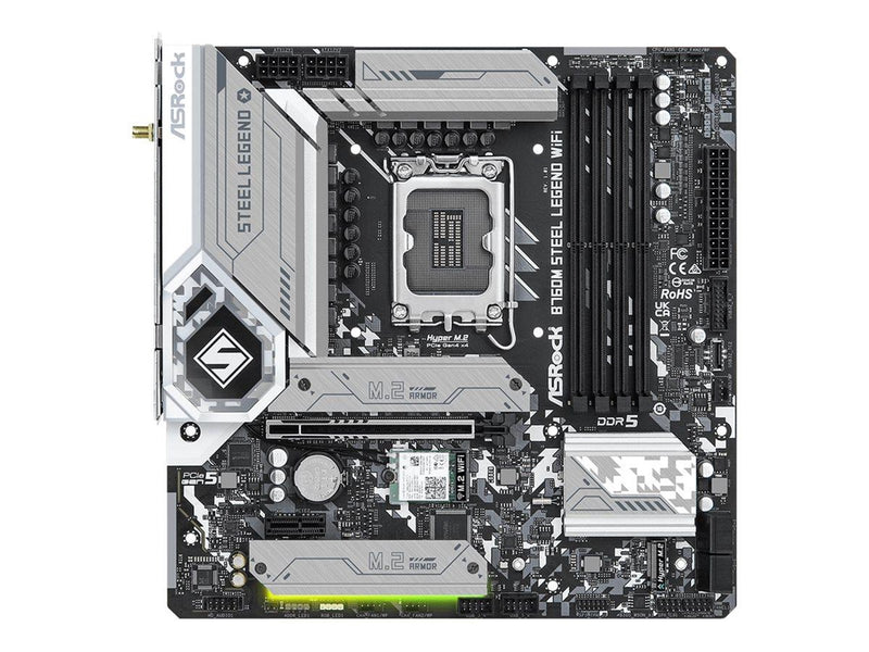 ASRock B760M STEEL LEGEND WIFI Mainboard - Intel B760 - Intel LGA1700 - DDR5 RAM - Micro-ATX