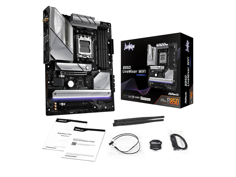 ASRock B850 LiveMixer WiFi Mainboard - AMD B850 - AMD AM5 - DDR5 RAM - ATX