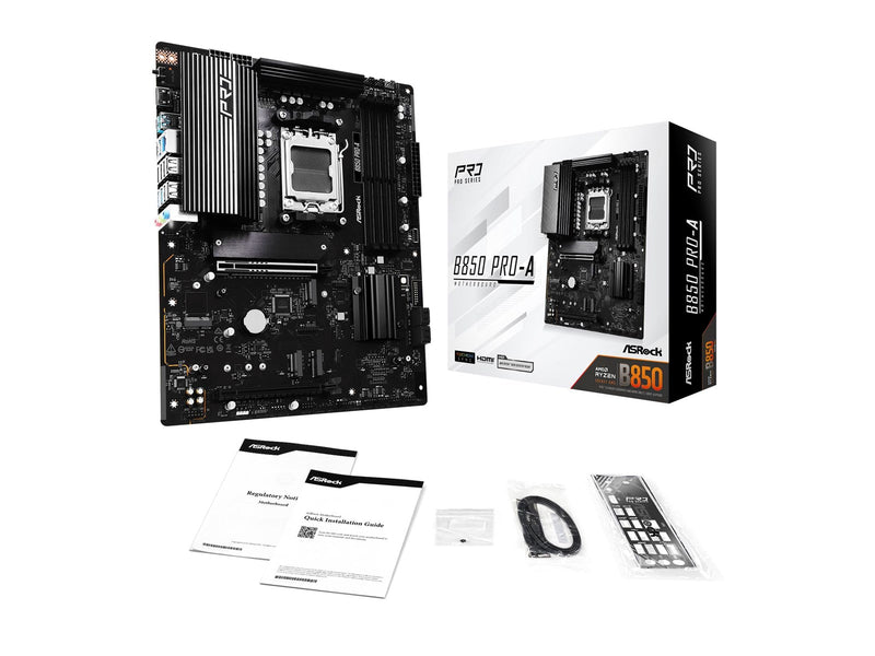 ASRock B850 Pro-A Mainboard - AMD B850 - AMD AM5 - DDR5 RAM - ATX
