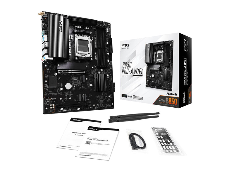 ASRock B850 Pro-A WiFi Mainboard - AMD B850 - AMD AM5 - DDR5 RAM - ATX