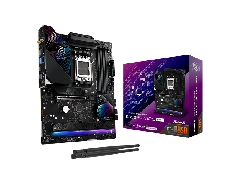 ASRock B850 Riptide WiFi Mainboard - AMD B850 - AMD AM5 - DDR5 RAM - ATX