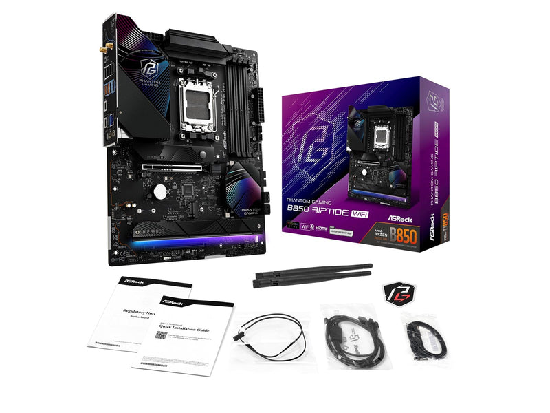 ASRock B850 Riptide WiFi Mainboard - AMD B850 - AMD AM5 - DDR5 RAM - ATX