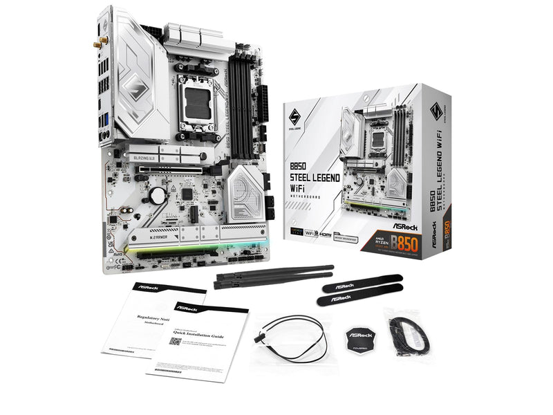 ASRock B850 Steel Legend WiFi Mainboard - AMD B850 - AMD AM5 - DDR5 RAM - ATX