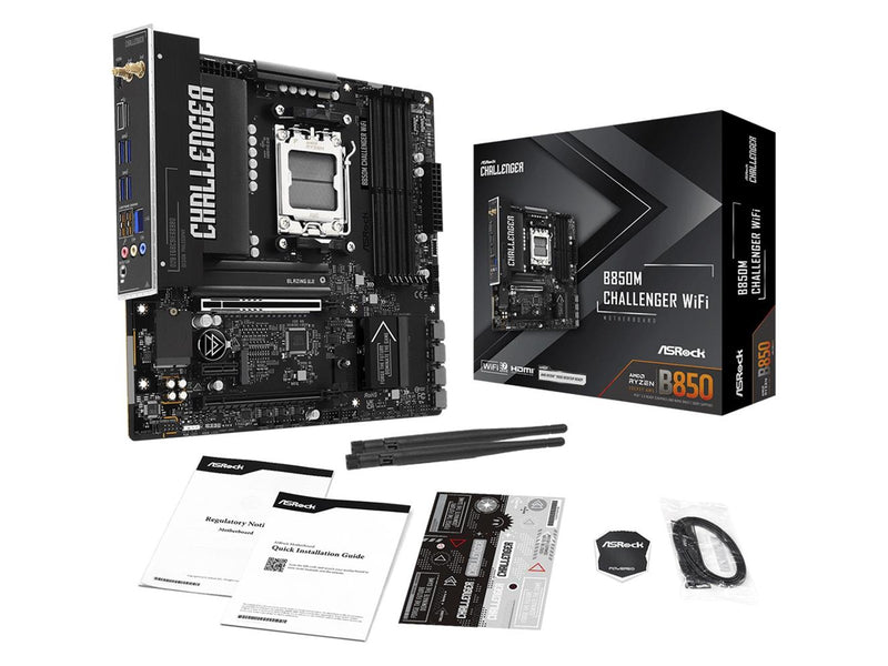 ASRock B850M Challenger WiFi Mainboard - AMD B850 - AMD AM5 - DDR5 RAM - Micro-ATX