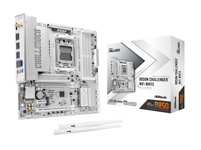 ASRock B850M Challenger WiFi White Mainboard - AMD B850 - AMD AM5 - DDR5 RAM - Micro-ATX