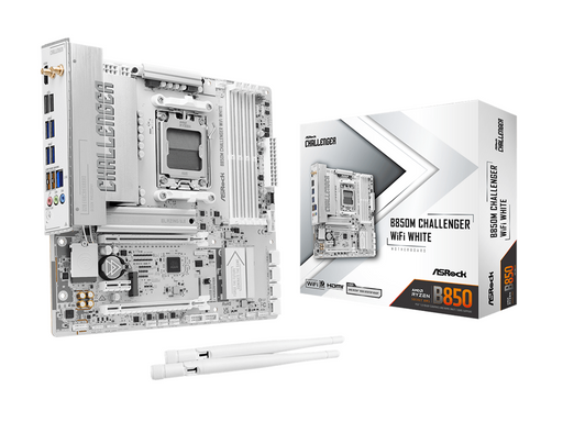 ASRock B850M Challenger WiFi White Mainboard - AMD B850 - AMD AM5 - DDR5 RAM - Micro-ATX