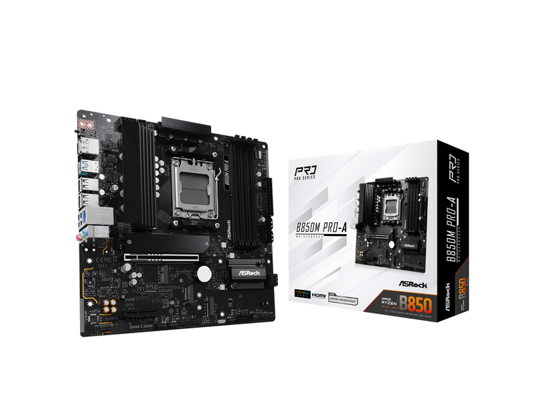 ASRock B850M Pro-A Mainboard - AMD B850 - AMD AM5 - DDR5 RAM - Micro-ATX