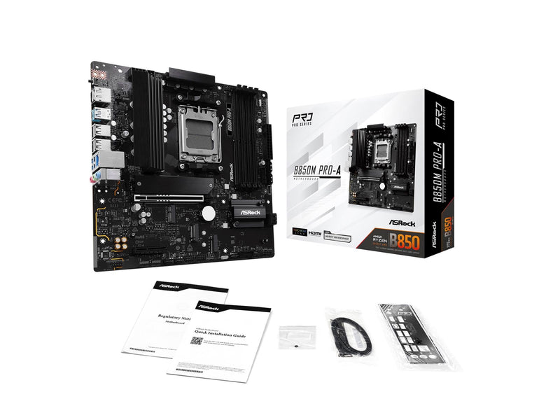 ASRock B850M Pro-A Mainboard - AMD B850 - AMD AM5 - DDR5 RAM - Micro-ATX