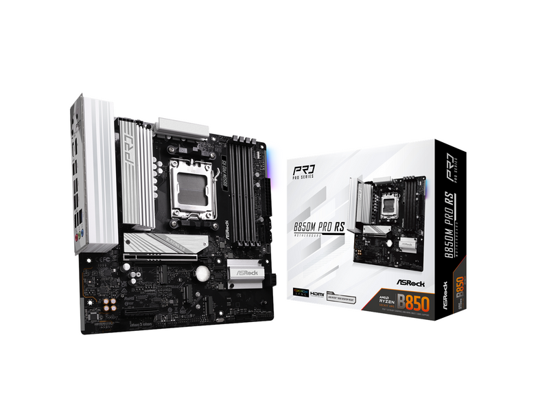 ASRock B850M Pro RS Mainboard - AMD B850 - AMD AM5 - DDR5 RAM - Micro-ATX