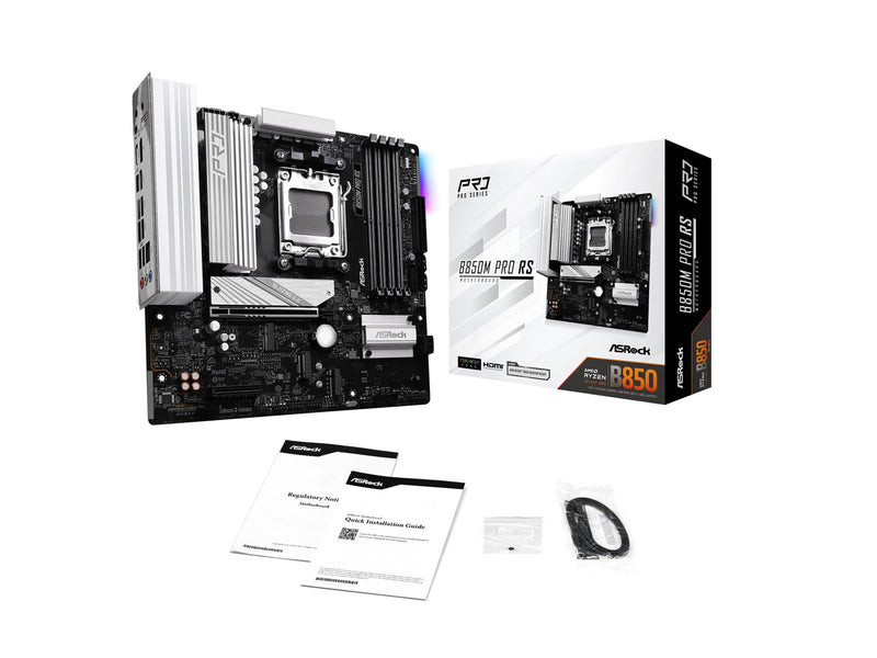 ASRock B850M Pro RS Mainboard - AMD B850 - AMD AM5 - DDR5 RAM - Micro-ATX