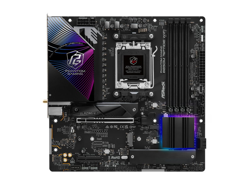 ASRock B850M Riptide WiFi Mainboard - AMD B850 - AMD AM5 - DDR5 RAM - Micro-ATX