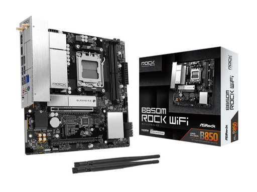 ASRock B850M Rock WiFi Mainboard - AMD B850 - AMD AM5 - DDR5 RAM - Micro-ATX