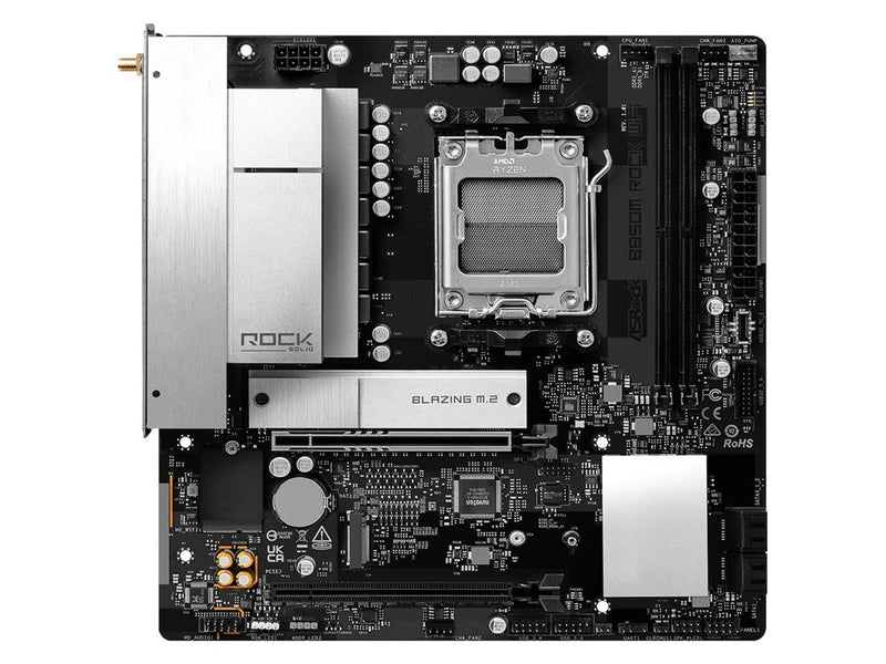 ASRock B850M Rock WiFi Mainboard - AMD B850 - AMD AM5 - DDR5 RAM - Micro-ATX