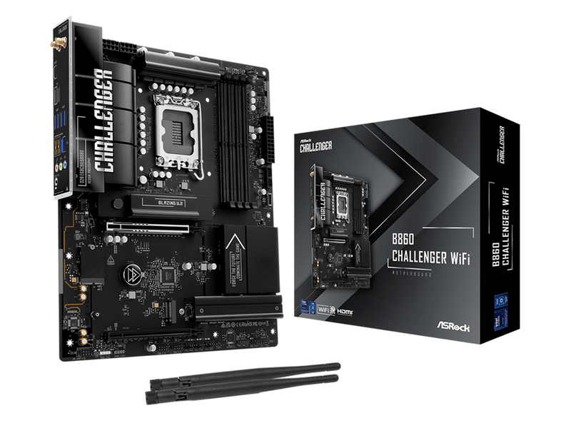 ASRock B860 Challenger WiFi Mainboard - Intel B860 - Intel LGA1851 - DDR5 RAM - ATX