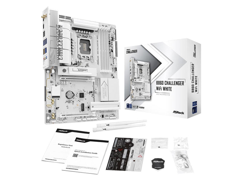 ASRock B860 Challenger WiFi White Mainboard - Intel B860 - Intel LGA1851 - DDR5 RAM - ATX