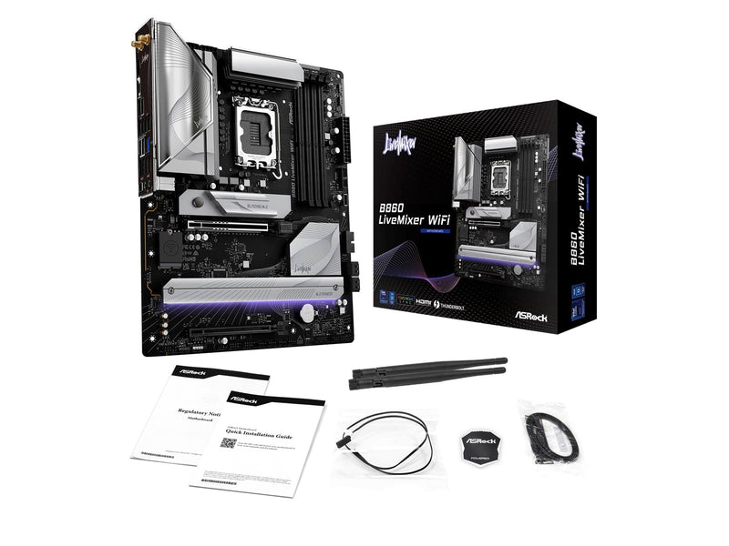 ASRock B860 LiveMixer WiFi Mainboard - Intel B860 - Intel LGA1851 - DDR5 RAM - ATX