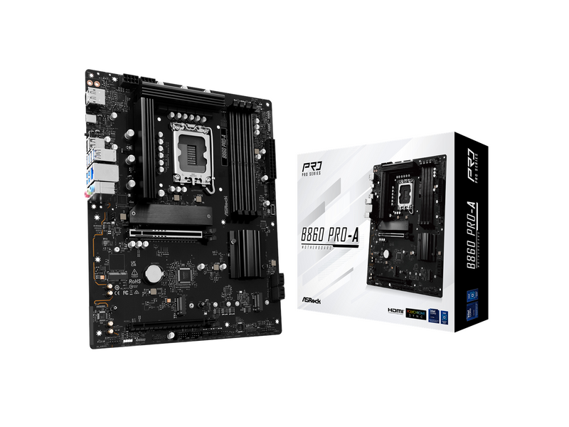 ASRock B860 Pro-A Mainboard - Intel B860 - Intel LGA1851 - DDR5 RAM - ATX