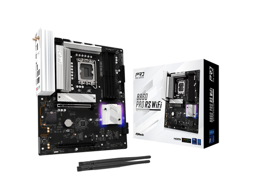 ASRock B860 Pro RS WiFi Mainboard - Intel B860 - Intel LGA1851 - DDR5 RAM - ATX