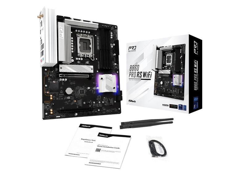 ASRock B860 Pro RS WiFi Mainboard - Intel B860 - Intel LGA1851 - DDR5 RAM - ATX