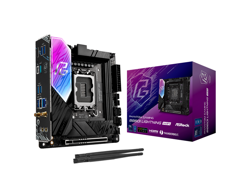 ASRock B860I Lightning WiFi Mainboard - Intel B860 - Intel LGA1851 - DDR5 RAM - Mini-ITX