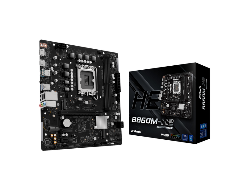 ASRock B860M-H2 Mainboard - Intel B860 - Intel LGA1851 - DDR5 RAM - Micro-ATX