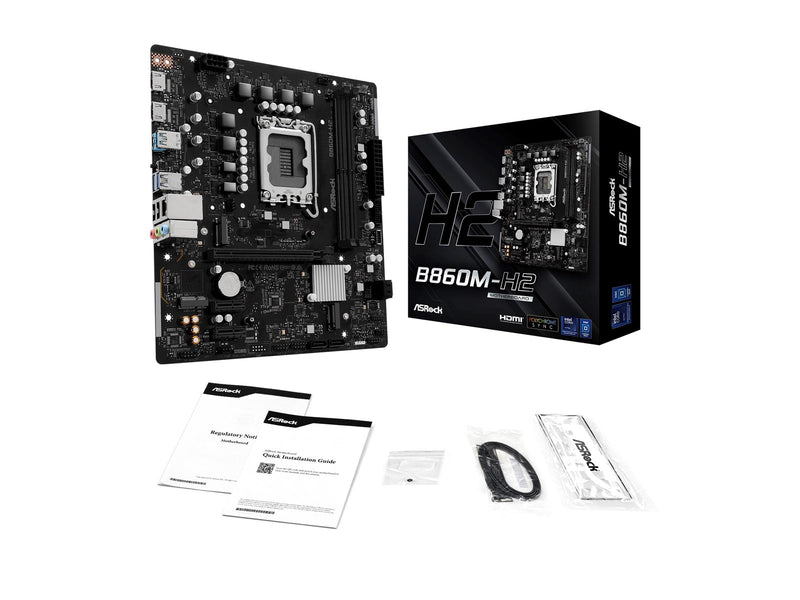 ASRock B860M-H2 Mainboard - Intel B860 - Intel LGA1851 - DDR5 RAM - Micro-ATX