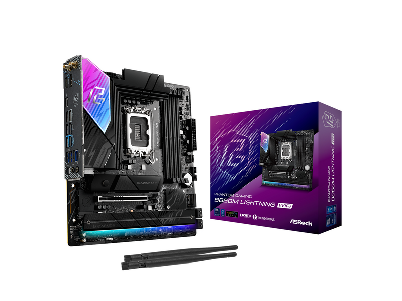 ASRock B860M Lightning WiFi Mainboard - Intel B860 - Intel LGA1851 - DDR5 RAM - Micro-ATX