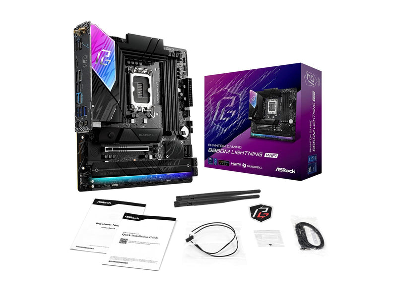 ASRock B860M Lightning WiFi Mainboard - Intel B860 - Intel LGA1851 - DDR5 RAM - Micro-ATX