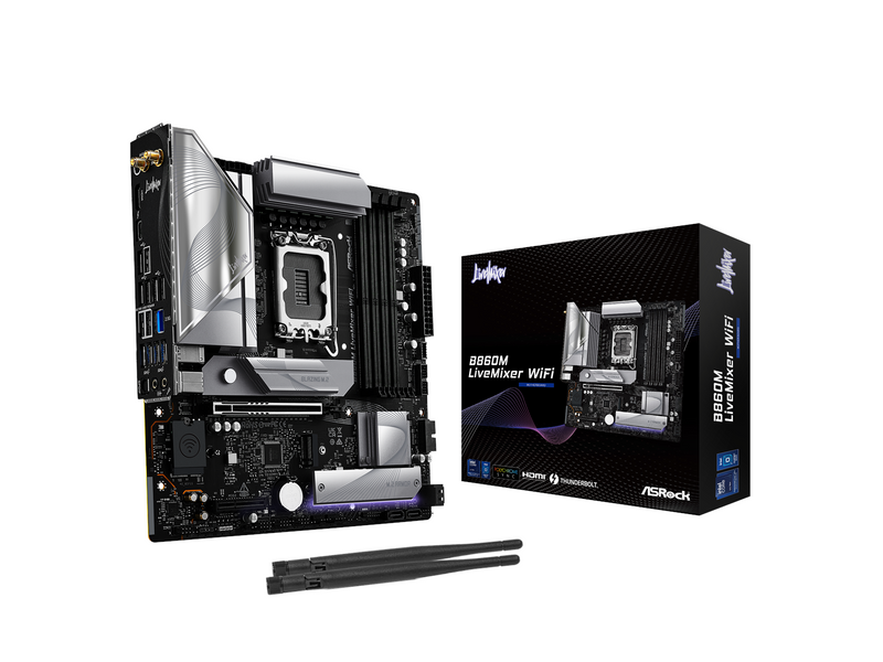 ASRock B860M LiveMixer WiFi Mainboard - Intel B860 - Intel LGA1851 - DDR5 RAM - Micro-ATX