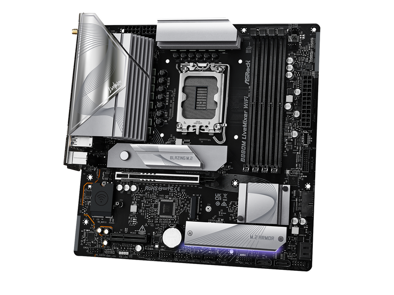 ASRock B860M LiveMixer WiFi Mainboard - Intel B860 - Intel LGA1851 - DDR5 RAM - Micro-ATX