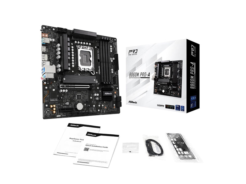 ASRock B860M Pro-A Mainboard - Intel B860 - Intel LGA1851 - DDR5 RAM - Micro-ATX