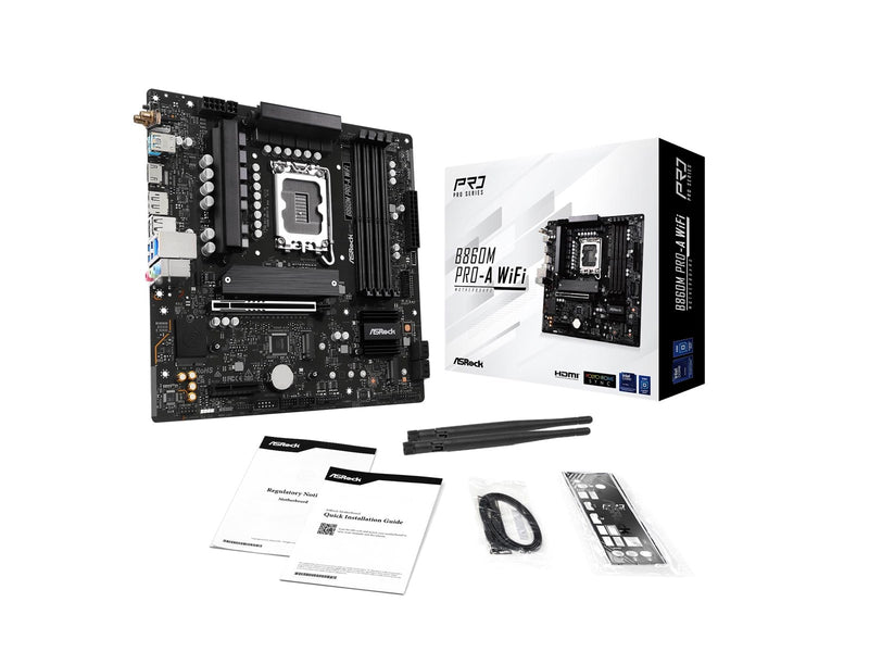 ASRock B860M Pro-A WiFi Mainboard - Intel B860 - Intel LGA1851 - DDR5 RAM - Micro-ATX