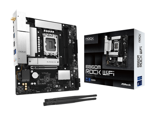 ASRock B860M Rock WiFi Mainboard - Intel B860 - Intel LGA1851 - DDR5 RAM - Micro-ATX
