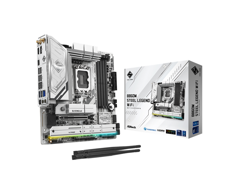ASRock B860M Steel Legend WiFi Mainboard - Intel B860 - Intel LGA1851 - DDR5 RAM - Micro-ATX