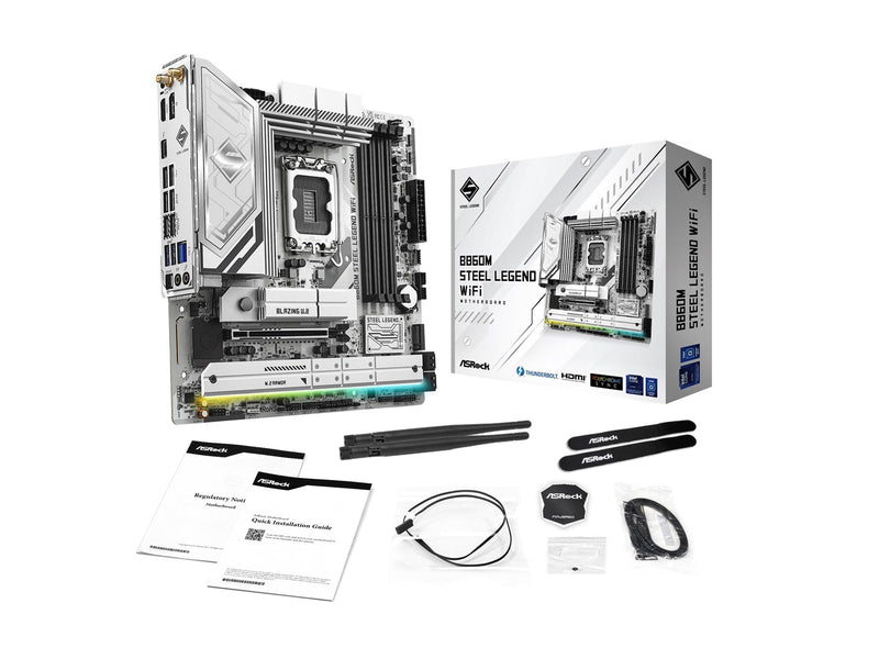 ASRock B860M Steel Legend WiFi Mainboard - Intel B860 - Intel LGA1851 - DDR5 RAM - Micro-ATX