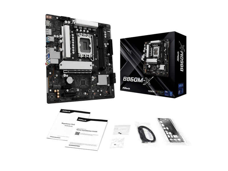 ASRock B860M-X Mainboard - Intel B860 - Intel LGA1851 - DDR5 RAM - Micro-ATX
