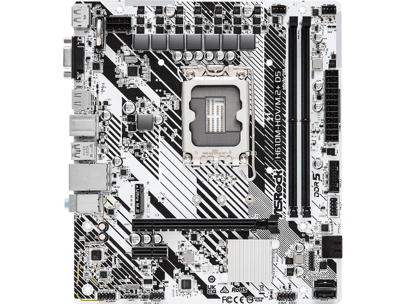 ASRock H610M-HDV/M.2+ D5 Mainboard - Intel H610 - Intel LGA1700 - DDR5 RAM - Micro-ATX